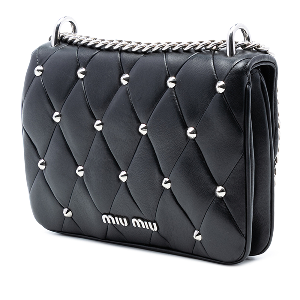 Pre-Loved Miu Miu Studded Matelasse Leather Cross… - image 2